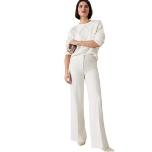 NWT Ann Taylor Perfect Wide-Leg Pant in Winter White *Online Exclusive* Size 12